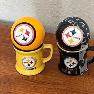 Official Pittsburg Steelers NFL Yellow/Black Ceramic Shot Glasses with Pool Ball